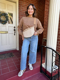 Presley Woven Bum Bag - Checkered Tan - jorjanna