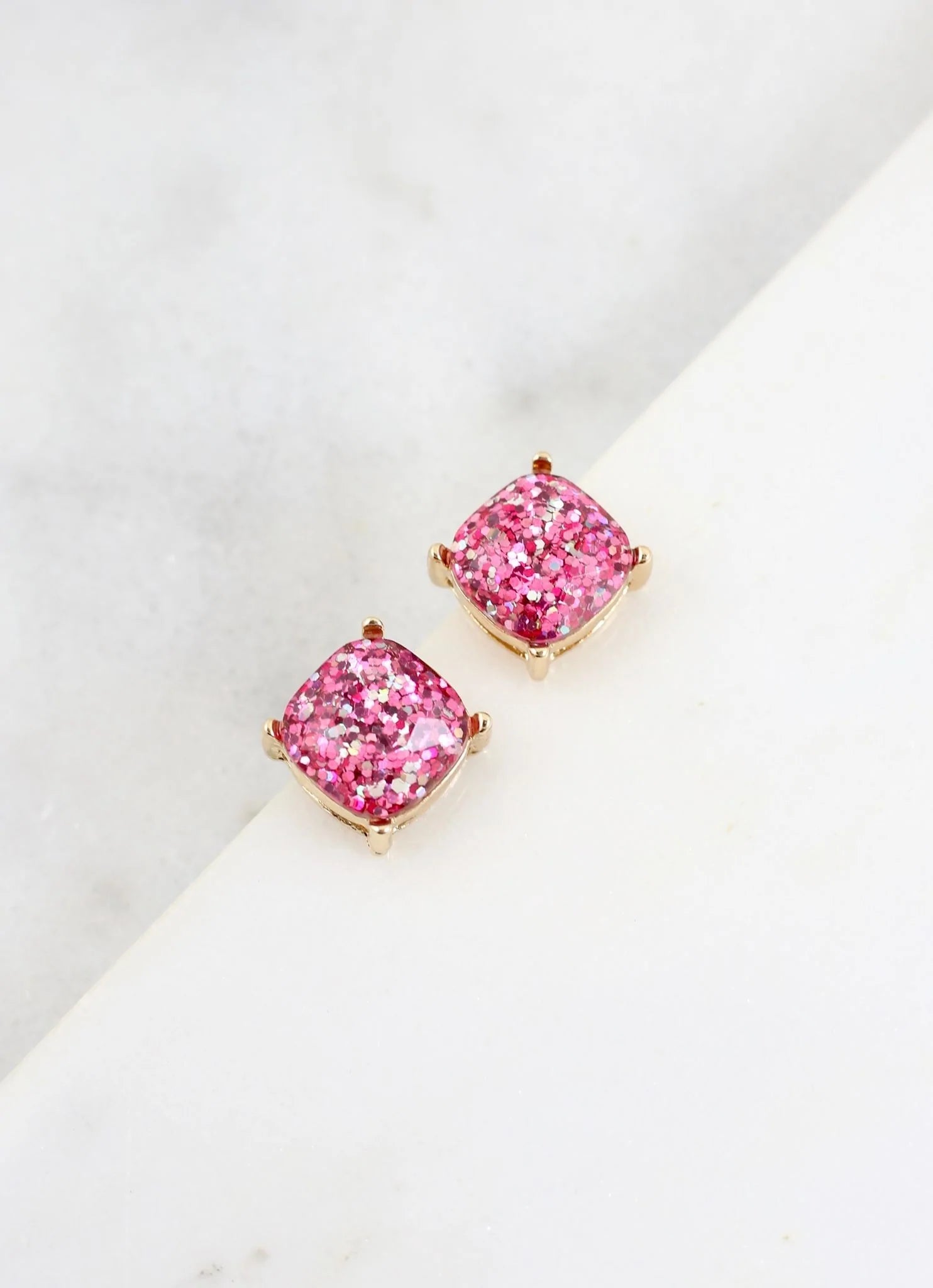 Annabelle Glitter Stud Earring - Fuschia - jorjanna