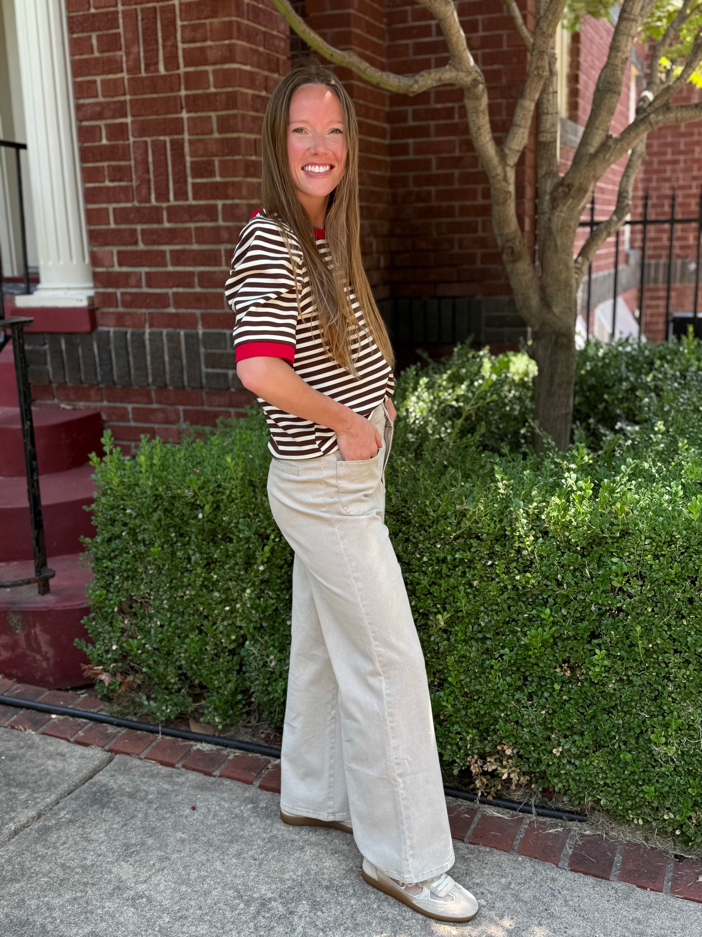 Paige Top - Cream and Chocolate