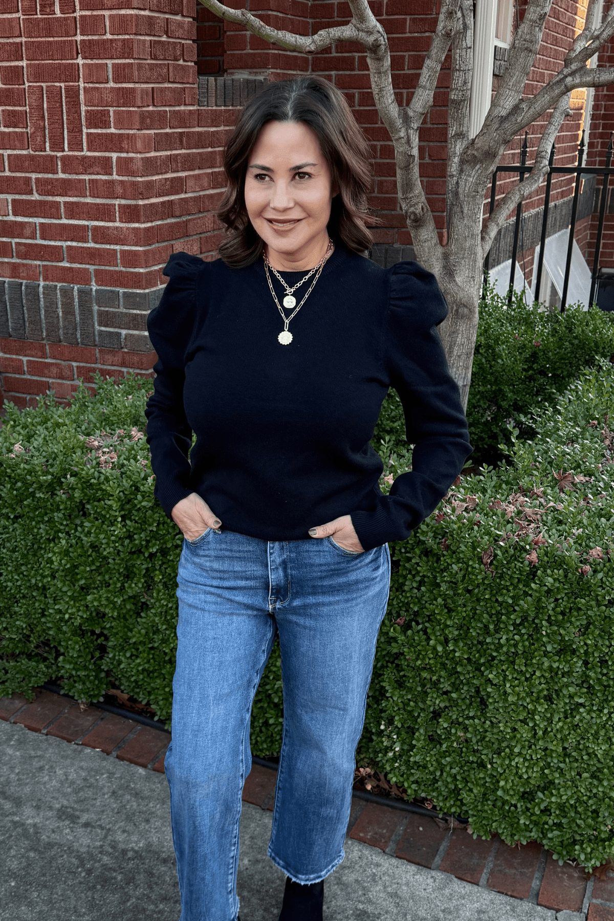 Frances Puff Sleeve Sweater - Black - jorjanna