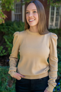 Frances Puff-Sleeve Sweater - Camel