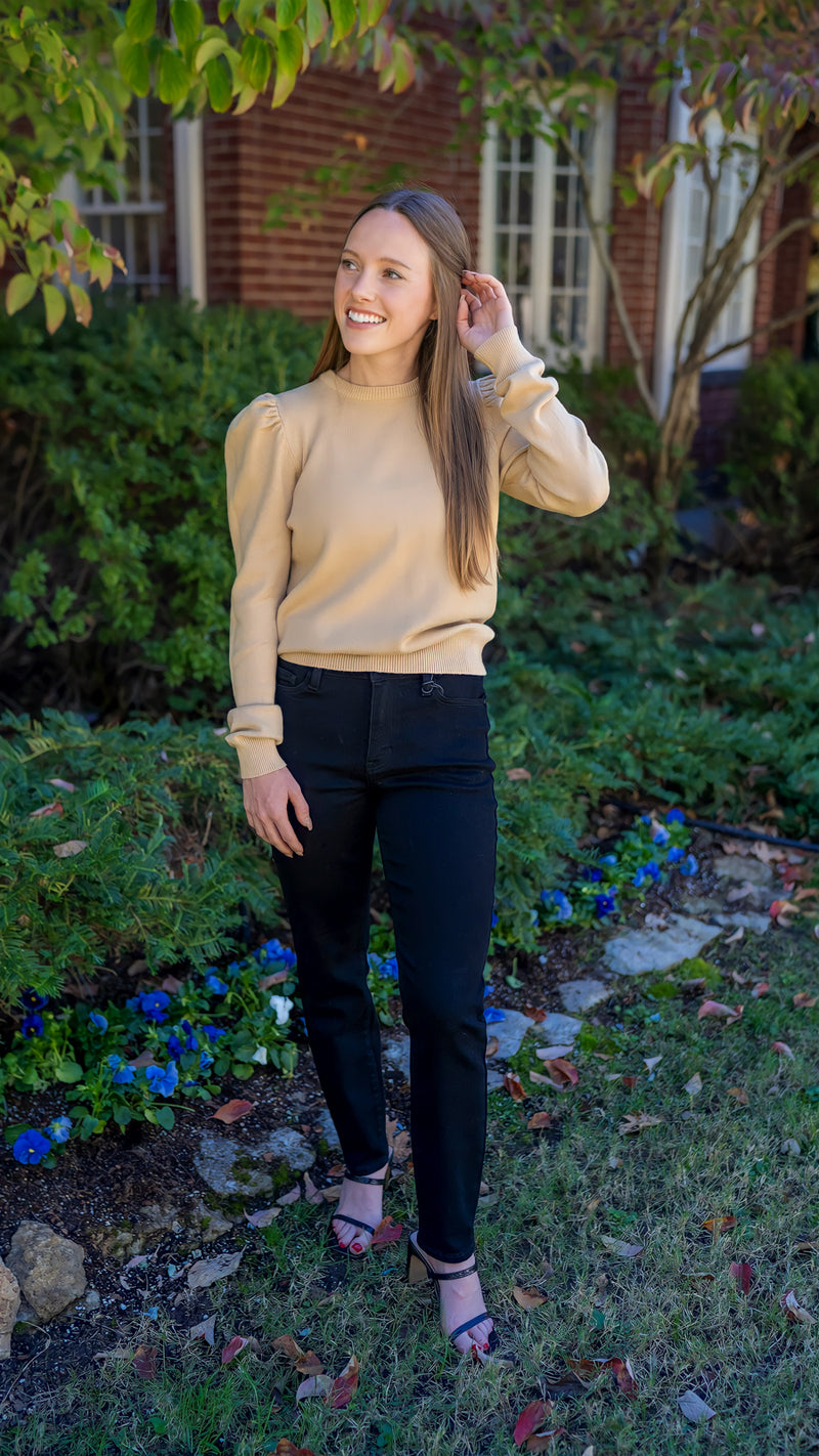 Frances Puff-Sleeve Sweater - Camel