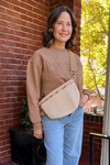 Presley Woven Bum Bag- Checkered Tan