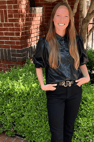 Andrus Silver Snake Leather Belt - Black - jorjanna