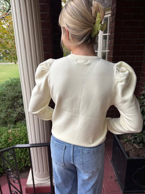 Frances Puff Sleeve Sweater - Creampuff