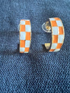 Margie Earrings - Orange and White - jorjanna
