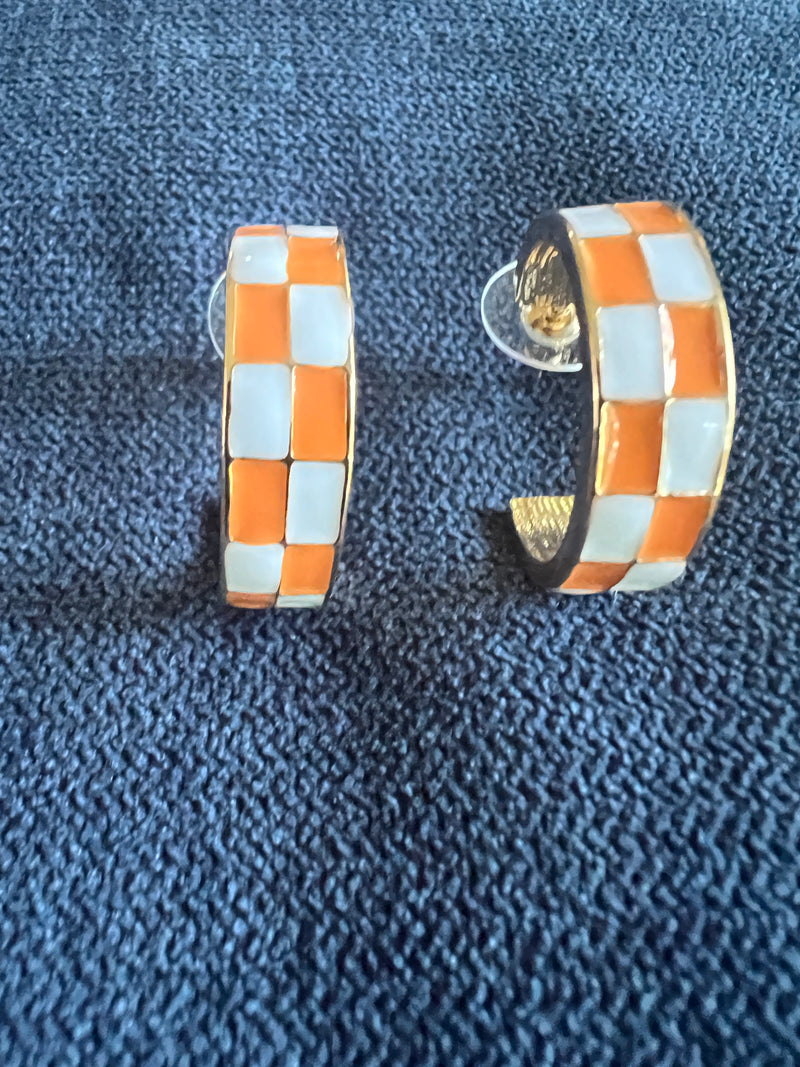 Margie Earrings - Orange and White