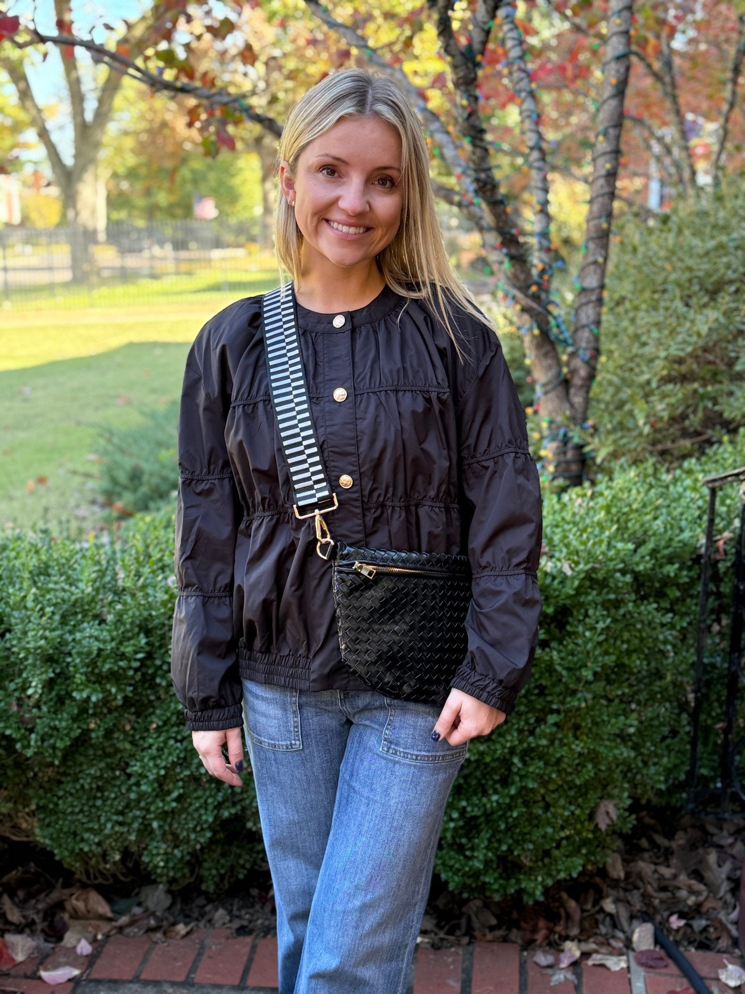 Presley Woven Bum Bag - Black - jorjanna