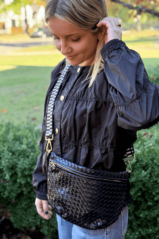 Presley Woven Bum Bag - Black - jorjanna