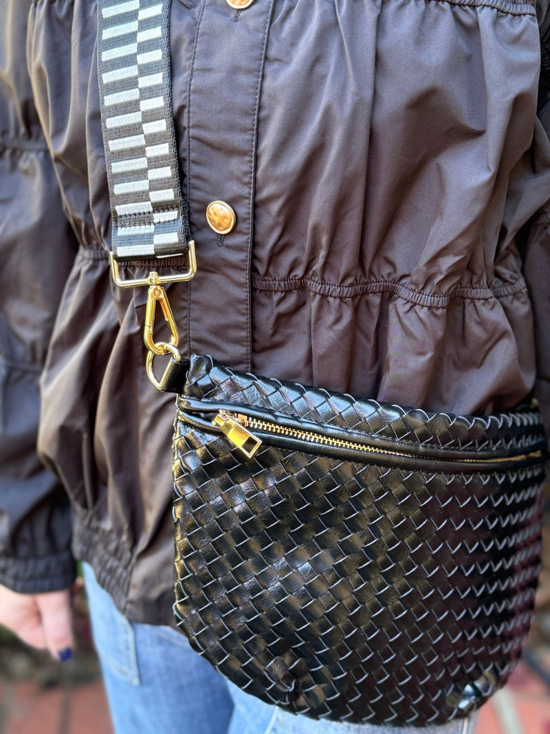 Presley Woven Bum Bag - Black - jorjanna