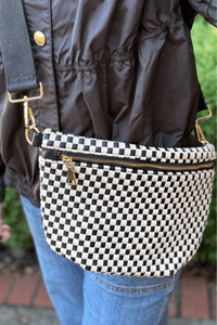 Presley Woven Bum Bag - Blk Chk - jorjanna