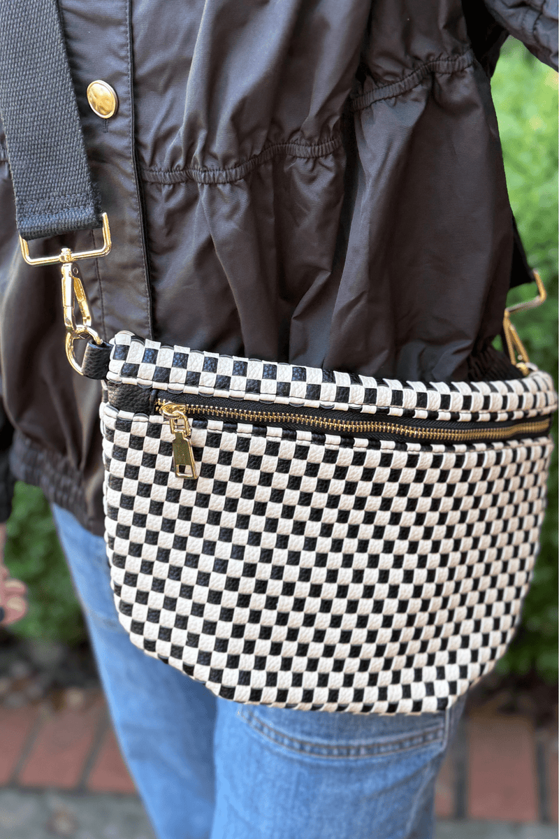 Presley Woven Bum Bag - Blk Chk - jorjanna