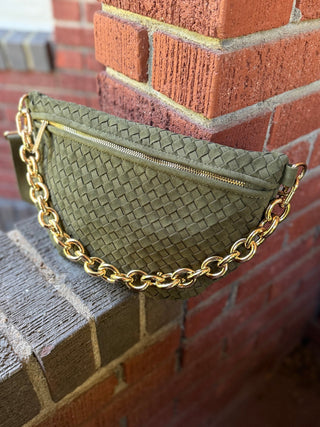 Suede Presley Bum Bag - Olive - jorjanna
