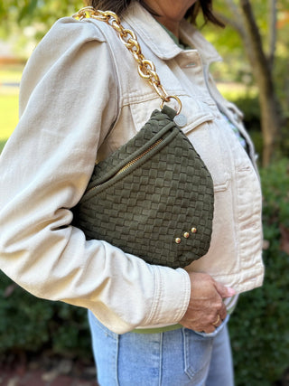Suede Presley Bum Bag - Olive - jorjanna