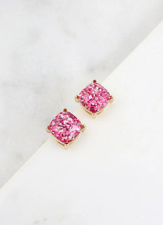 Annabelle Glitter Stud Earring - Fuschia - jorjanna
