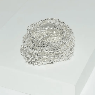 Canning Beaded Bracelet Stack - Silver - jorjanna
