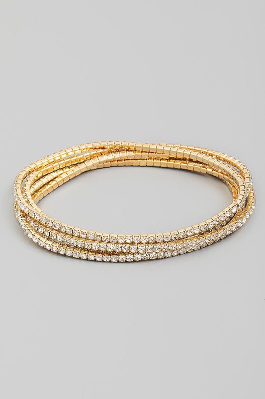 Hawthorne Rhinestone Stretch Bracelet Set - Gold - jorjanna