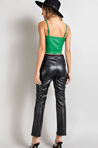 Brady Black Faux Leather Slit Pants - FINAL SALE