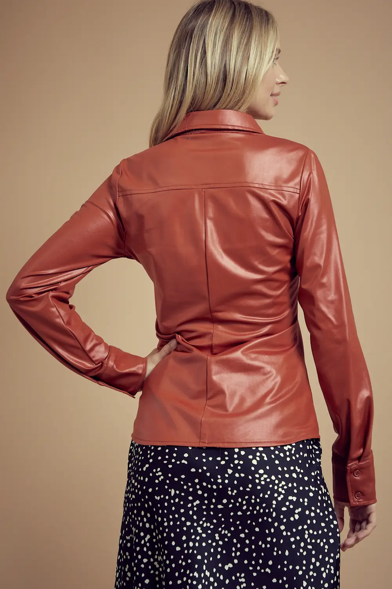 Garnet Faux Leather Shirt - FINAL SALE